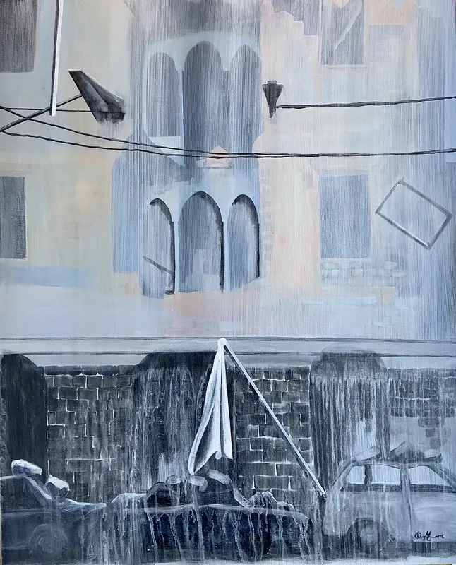 Akrylmålning No av Moud Omari