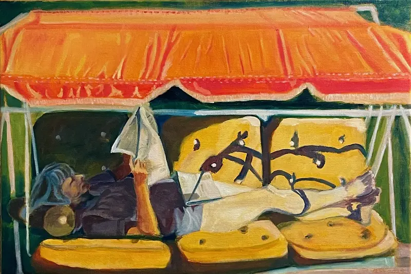 Oljemålning Hammocken. av Camilla Wolgers
