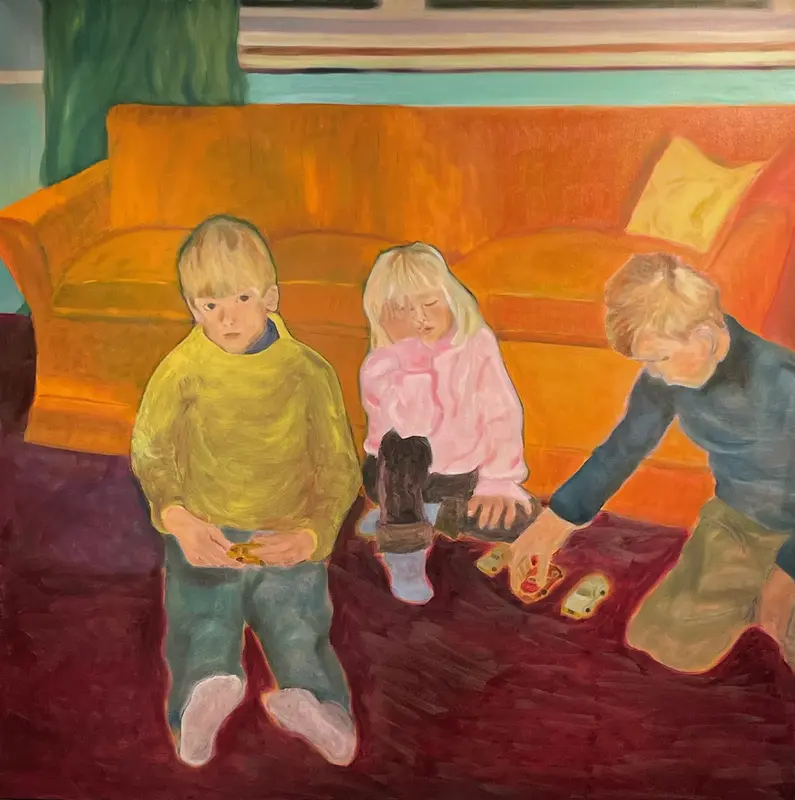 Oljemålning Alla tre. av Camilla Wolgers