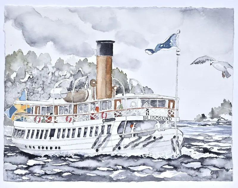 Akvarell Blidösund nästa av Cécile Hansson