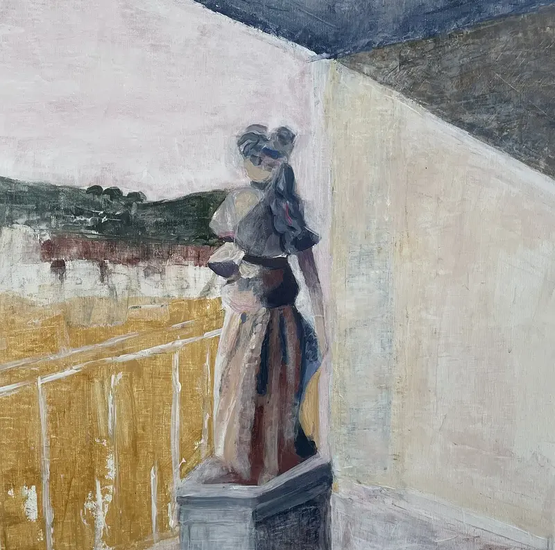 Akrylmålning Skulptur II Villa Giovanni av Elisabeth Tornberg