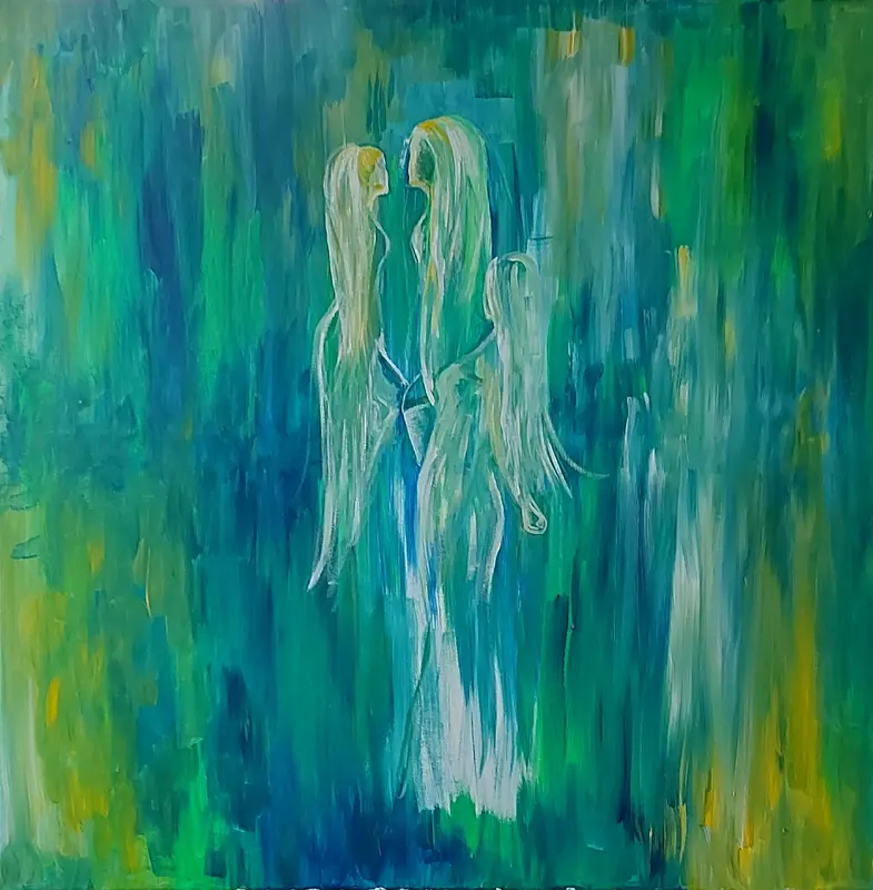 Akrylmålning Green....ish av Lisa Brunelius