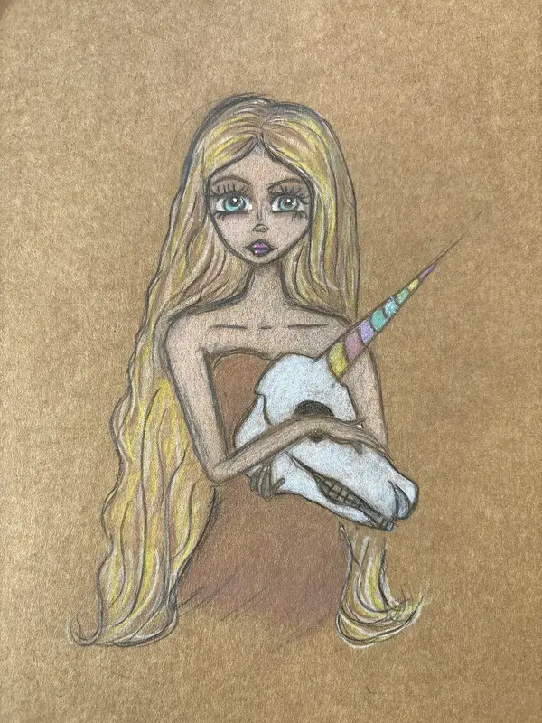 Girl and unicorn av Linda Wolf Toll