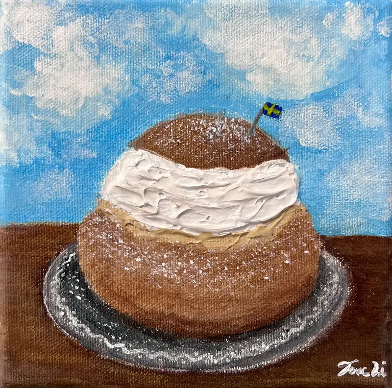 Akrylmålning Semlornas Semla av Tove Li