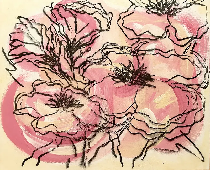 Akrylmålning Blushing Energy av Lena Larsson