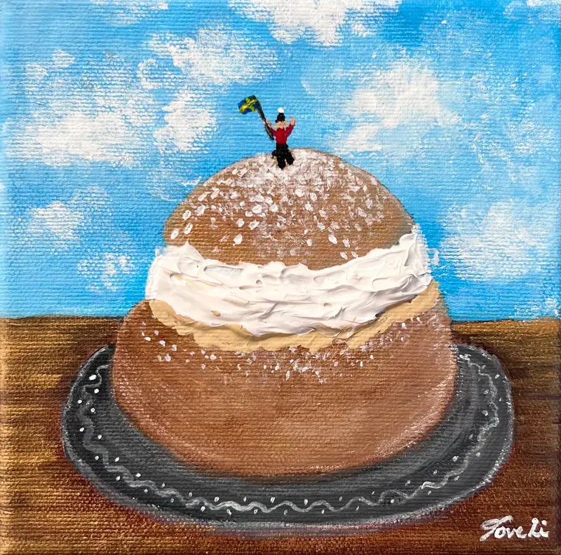 Akrylmålning Semmeluppesittaren av Tove Li