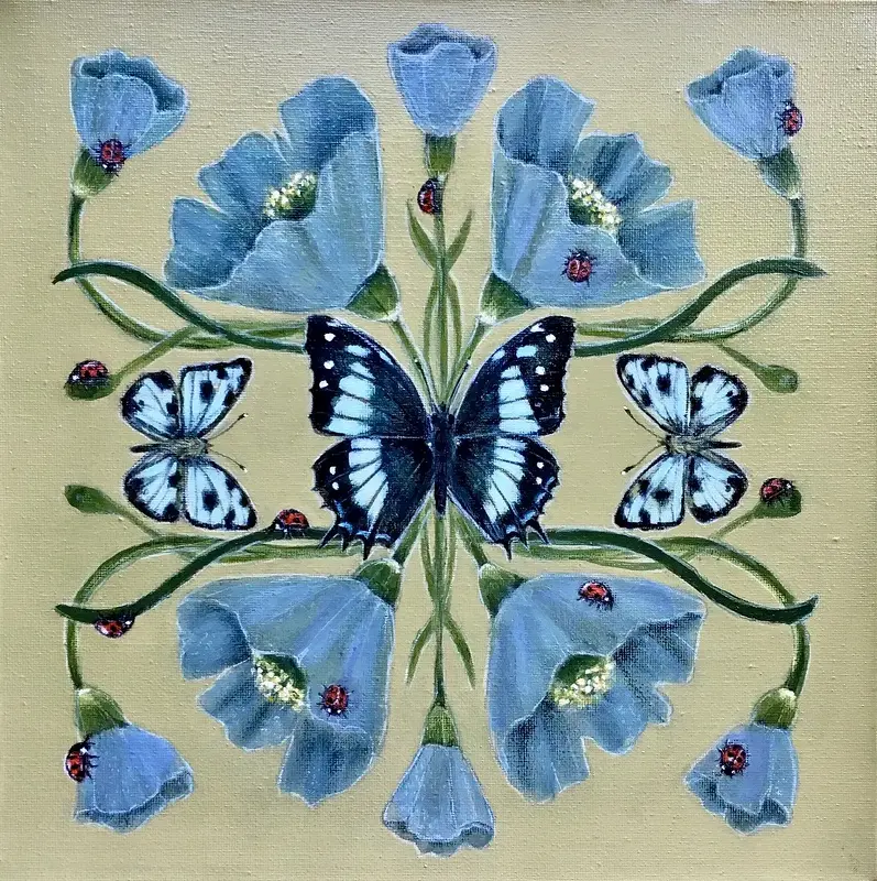 Akrylmålning Botanical kaleidoscope av Cicilia Postma