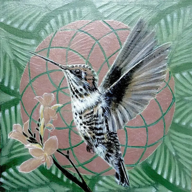 Akrylmålning Hummingbird av Cicilia Postma