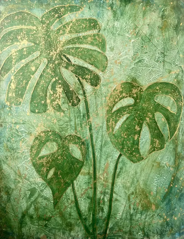 Akrylmålning Monstera av Ninni Andersson