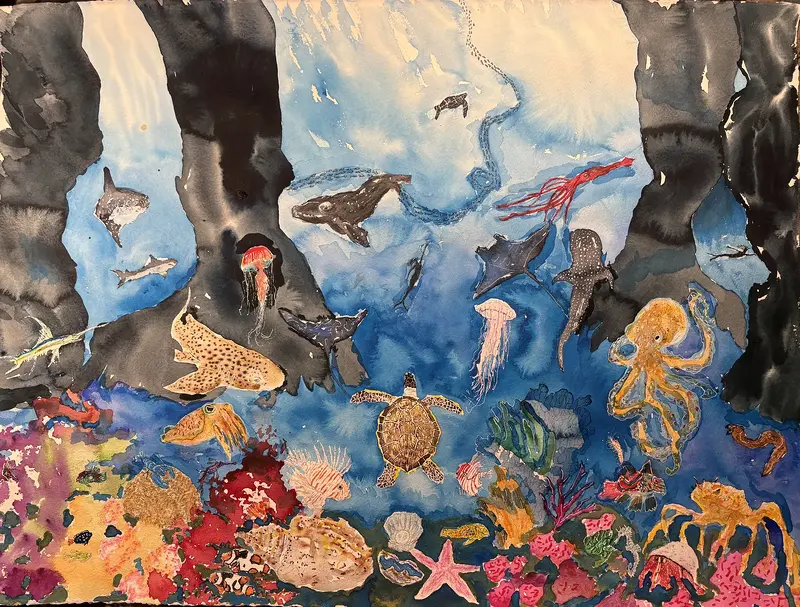 Akvarell Salt Water🪼 av Marc Blomqvist