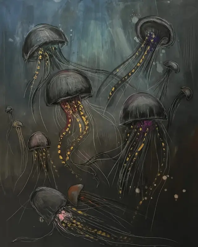 Akrylmålning Maneterna av Emma Lindström