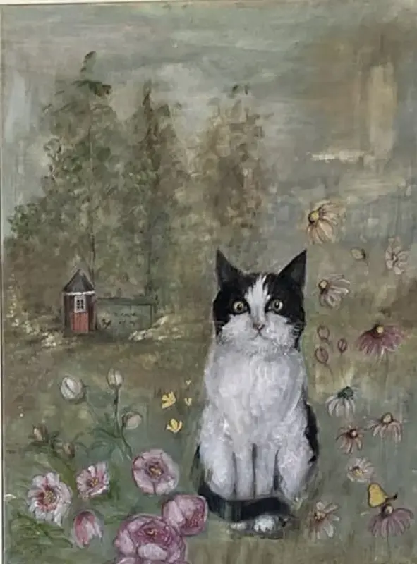Akrylmålning Katten av Emma Lindström