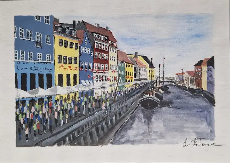 Akrylmålning Nyhavn av Linda Terese Gestblom
