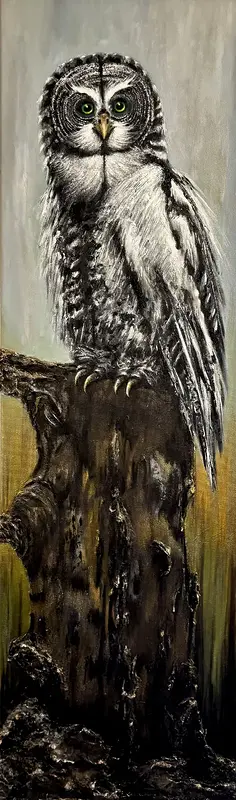 Akrylmålning The Owl av Anne E Svensson