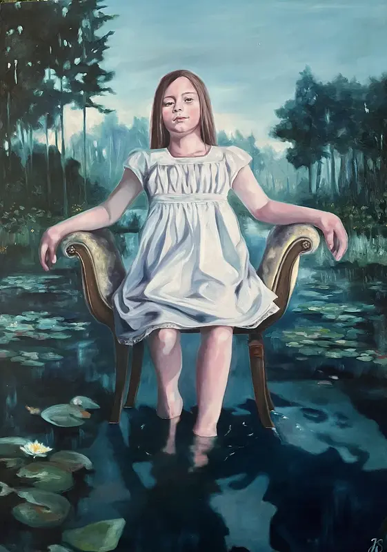 Oljemålning Her kingdom av Jenny Söderlund