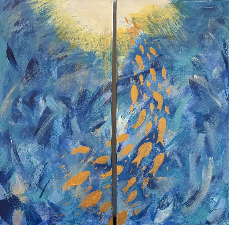 Akrylmålning Towards the light av Karin Lerjestam