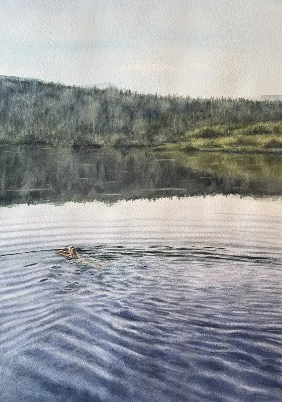 Akvarell Morgondoppet av Sara Bennett