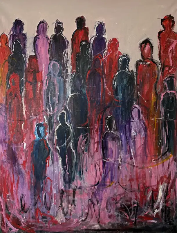Akrylmålning We stand together av Peter Frejeberg