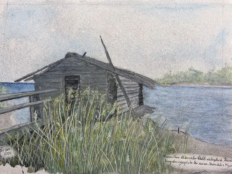 Akvarell Väderskär av Max Jansson