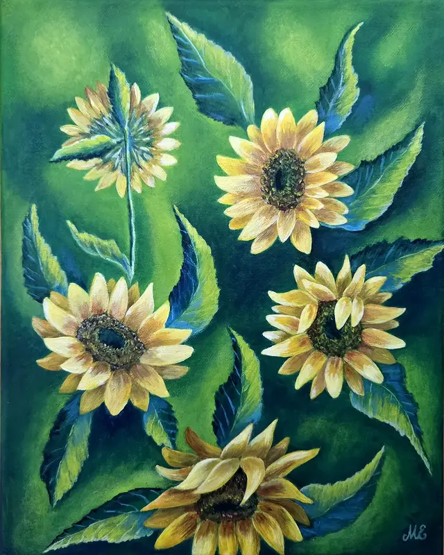 Akrylmålning Sunlit swirl av Malin Eklund