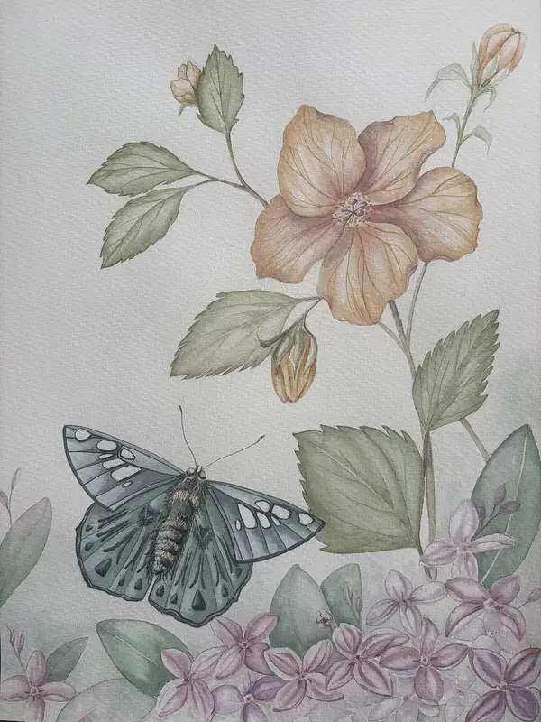 Akvarell Whispers from the garden av Carmen Gogan