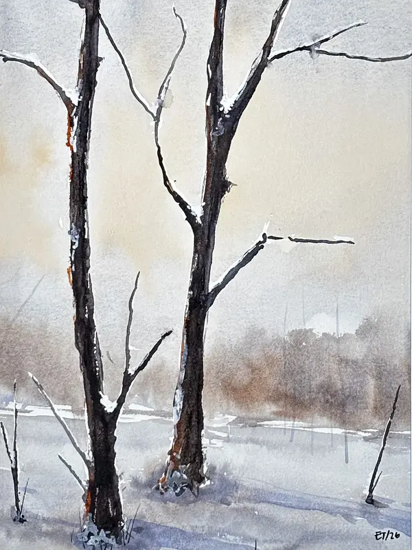 Akvarell Silent Winter av Emil Trollklint