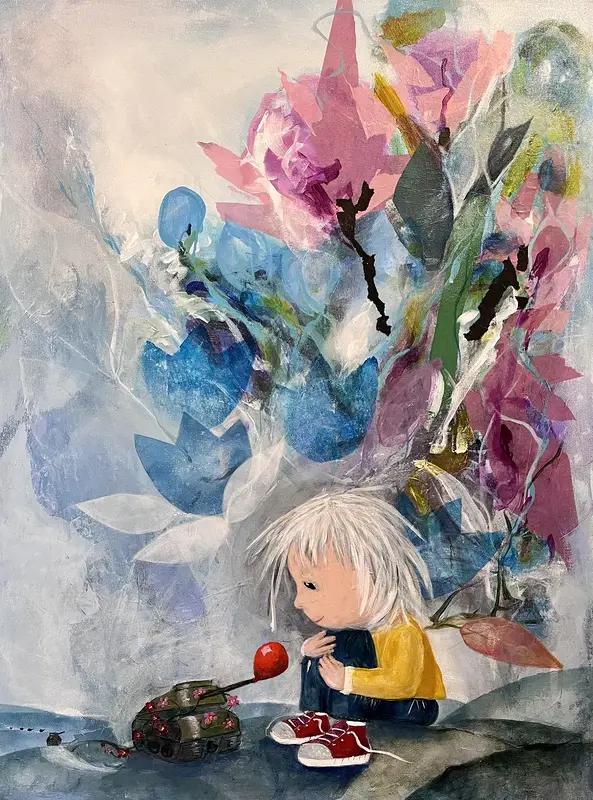 Akrylmålning NÄR BARNEN FÅR BESTÄMMA av Lena Lindstrand