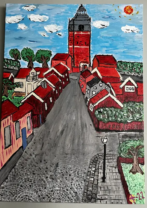 Akrylmålning Gyllenhjelmsgatan av Robert Christensen