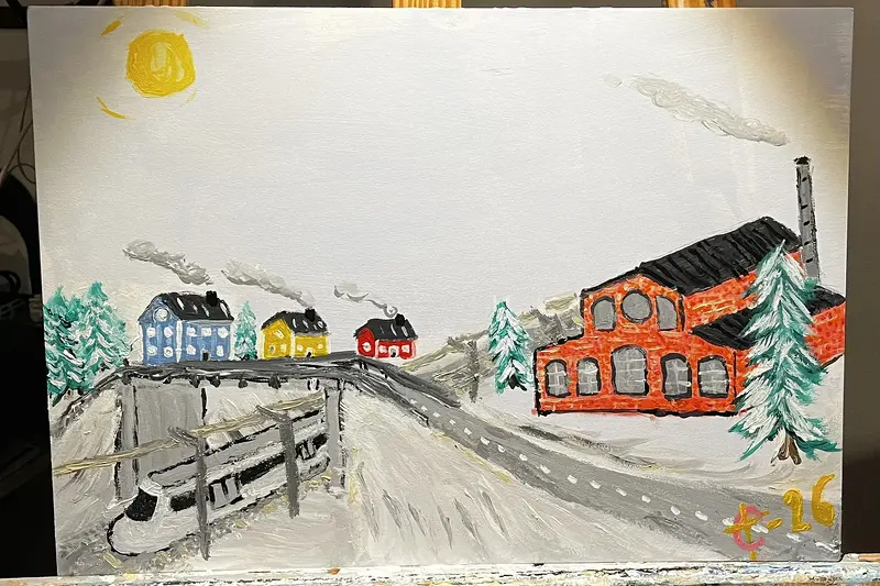 Akrylmålning Sköldinge av Robert Christensen