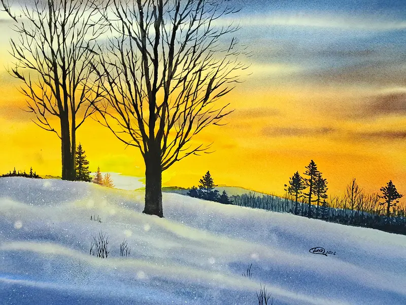 Akvarell Crystal morning av Wei Hing Rosenkvist