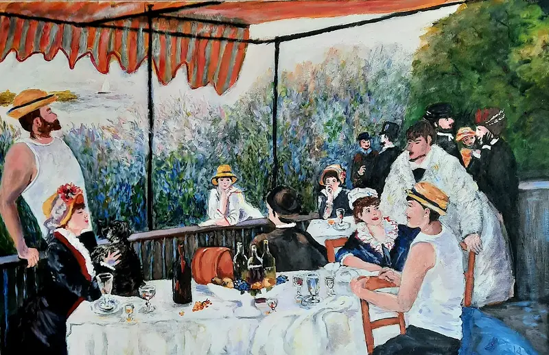 Akrylmålning Lunch på verandan av Vanja Antonsson