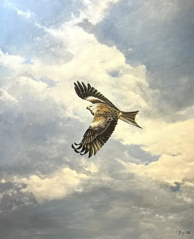 Oljemålning Röd glada av Caroline Berg