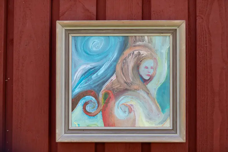 Akrylmålning Havsanda (ocean spirit) av Grietje Van Der Heide