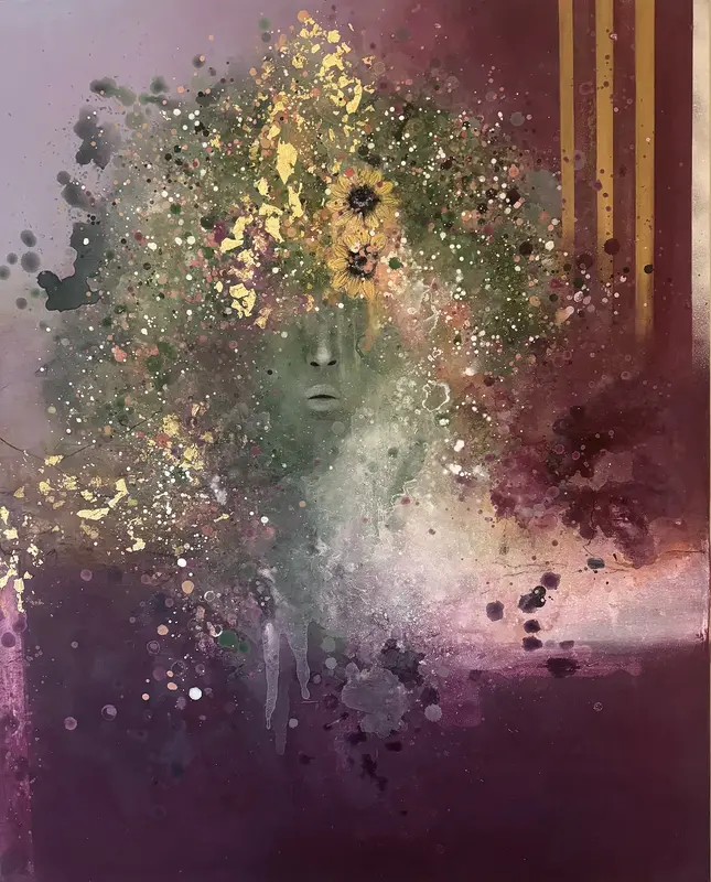 Akrylmålning Empowered by sunflowers, No 7 av Malin Bengtsson