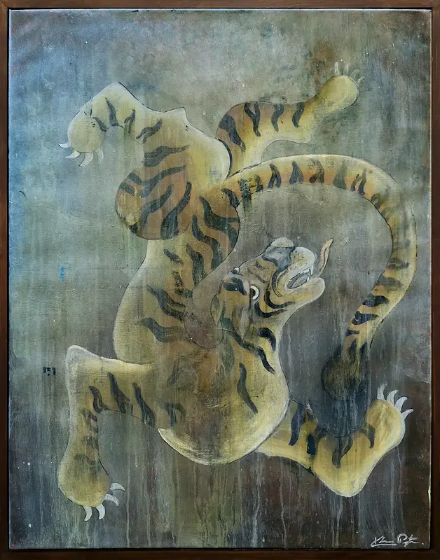 Akrylmålning Old Tiger av Klara Prytz