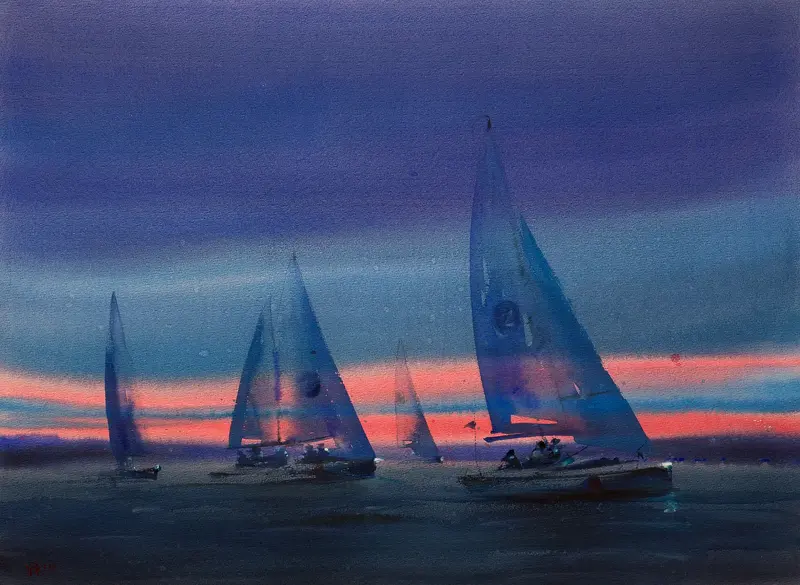 Akvarell Moon Race 2 av Ruslan Kolomiyets