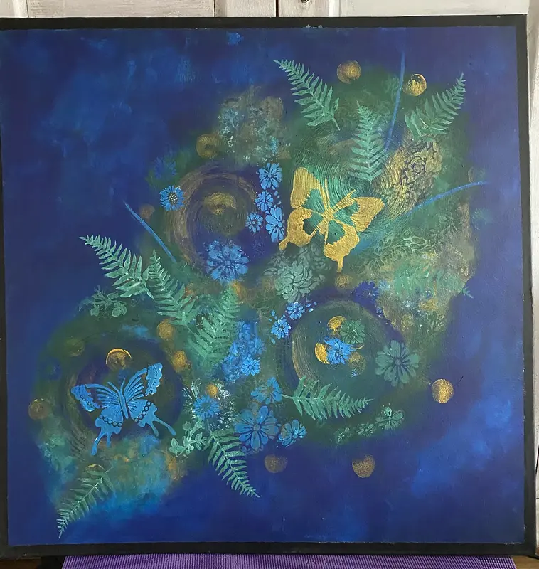 Akrylmålning Feeling blue av Teija Hiljanen