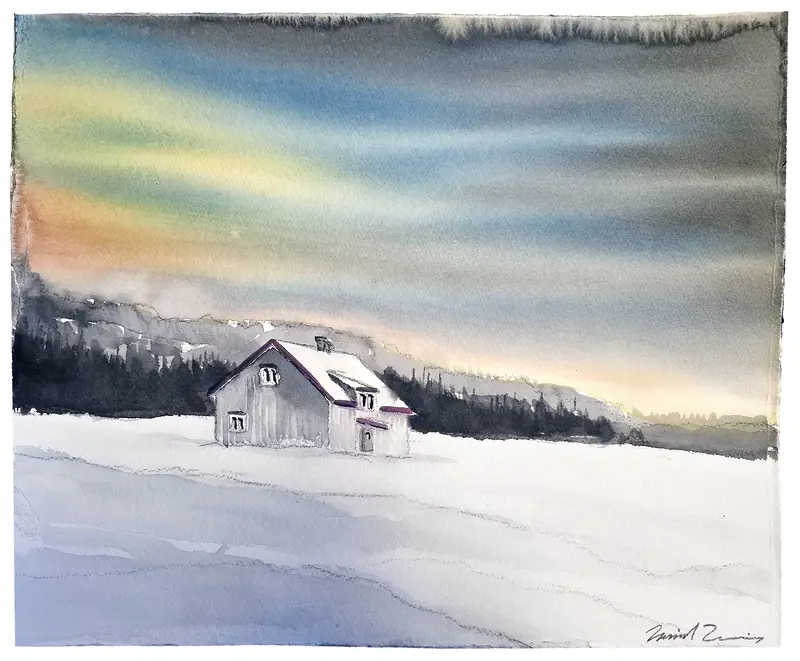 Akvarell Efter regnet av Daniel Zausnig
