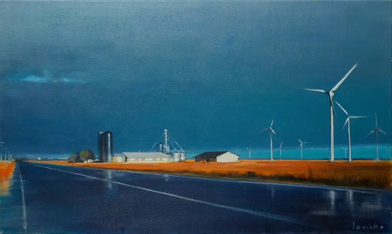 Oljemålning Windmills av Alexander Levich