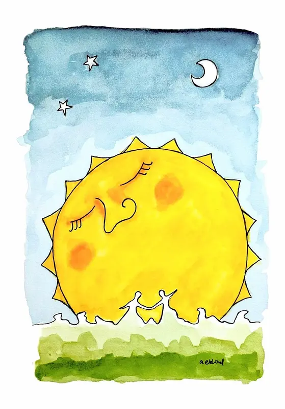 Akvarell Whimsical Morning av Annika Eklind