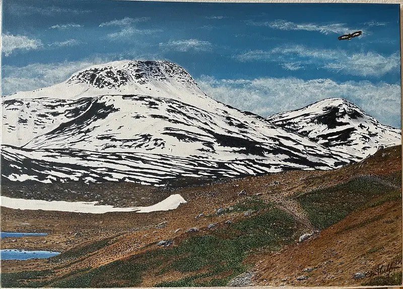 Akrylmålning Fjäll 001 av Jan Hultman