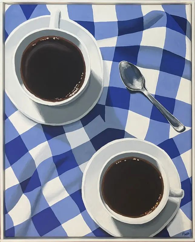 Akrylmålning TVÅ KAFFE av Frida Westlund Prändel