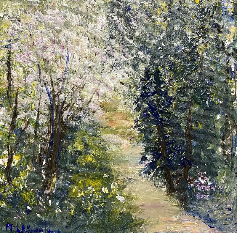 Akrylmålning Skogens ljus av Marie-Louise Ljungberg