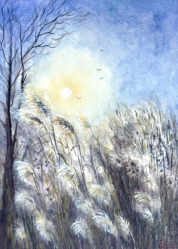 Akvarell Slutet av vintern av Olga Kharyakova