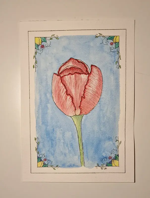 Akvarell Tulpan 2 av Irina Nygren Zethraeus