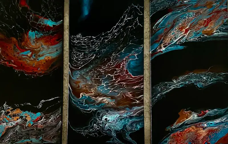 Akrylmålning Triptych art av Erlinda Nordh