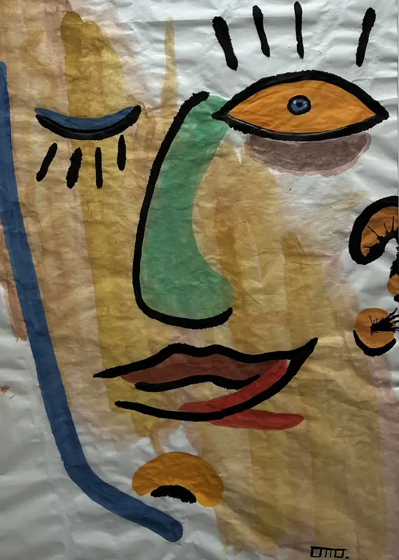 Akvarell Face, inramad av Otto Sundell
