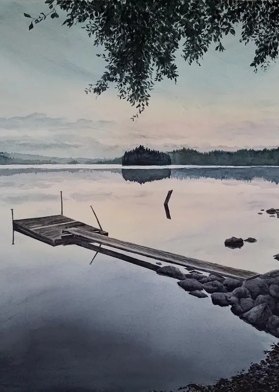 Akvarell Under trädet av Anna Löfstrand