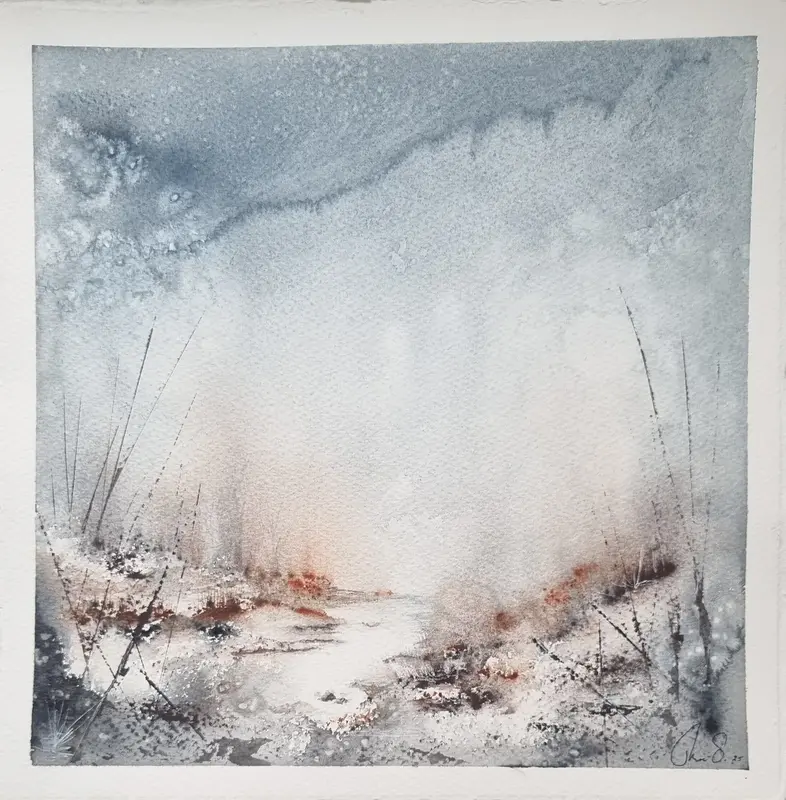 Akvarell Winter´s eve av Therese Sundström