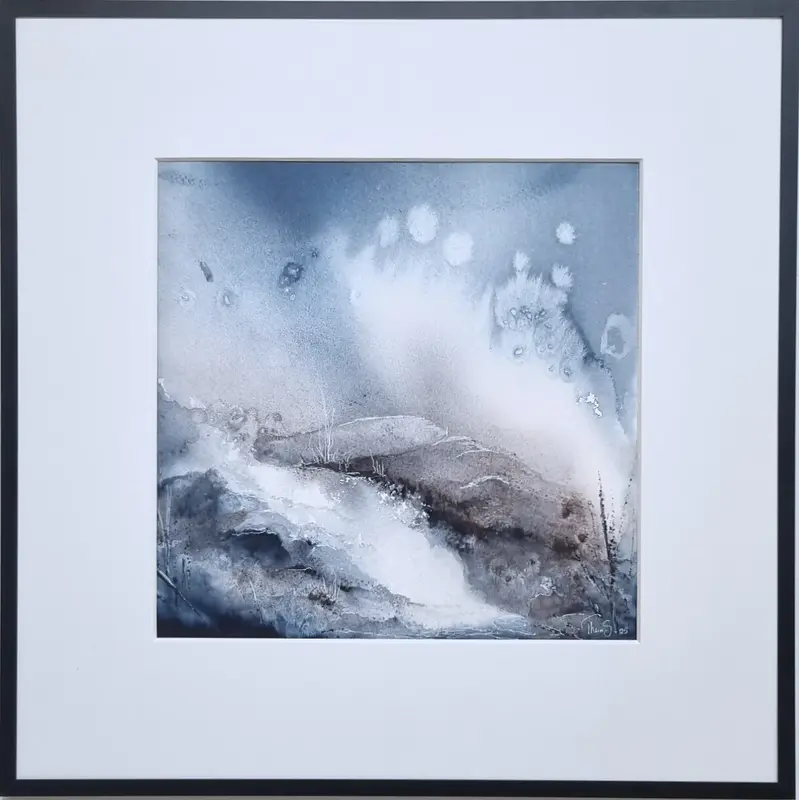 Akvarell Snowlit silence av Therese Sundström